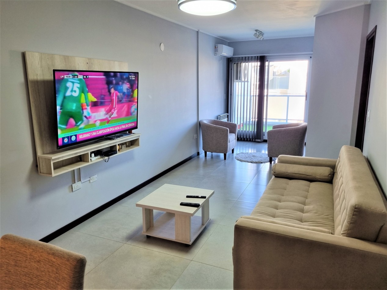 VENTA DPTO 2 DORMITORIOS, 2 BAÑOS, FRENTE CON BALCON TERRAZA Y COCHERA EN CENTRO CARLOS PAZ